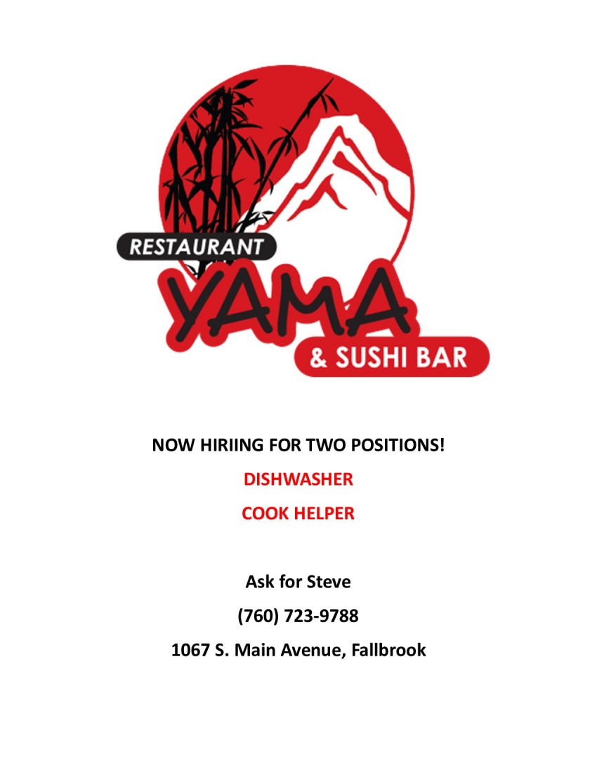 Job Postings - Fallbrook Chamber of Commerce - Yama_July_2021