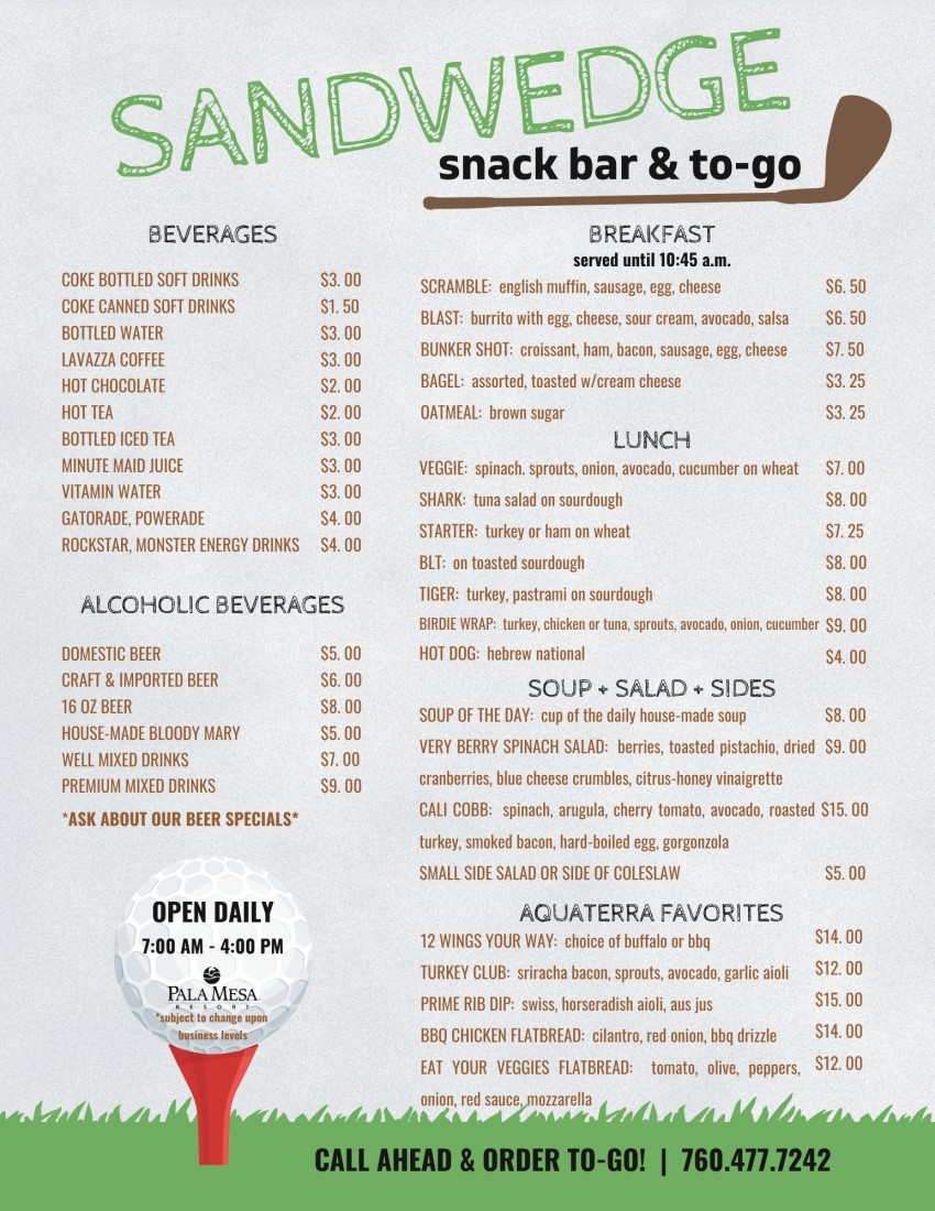 Pala Mesa Resort - Snackbar_Flyer_1