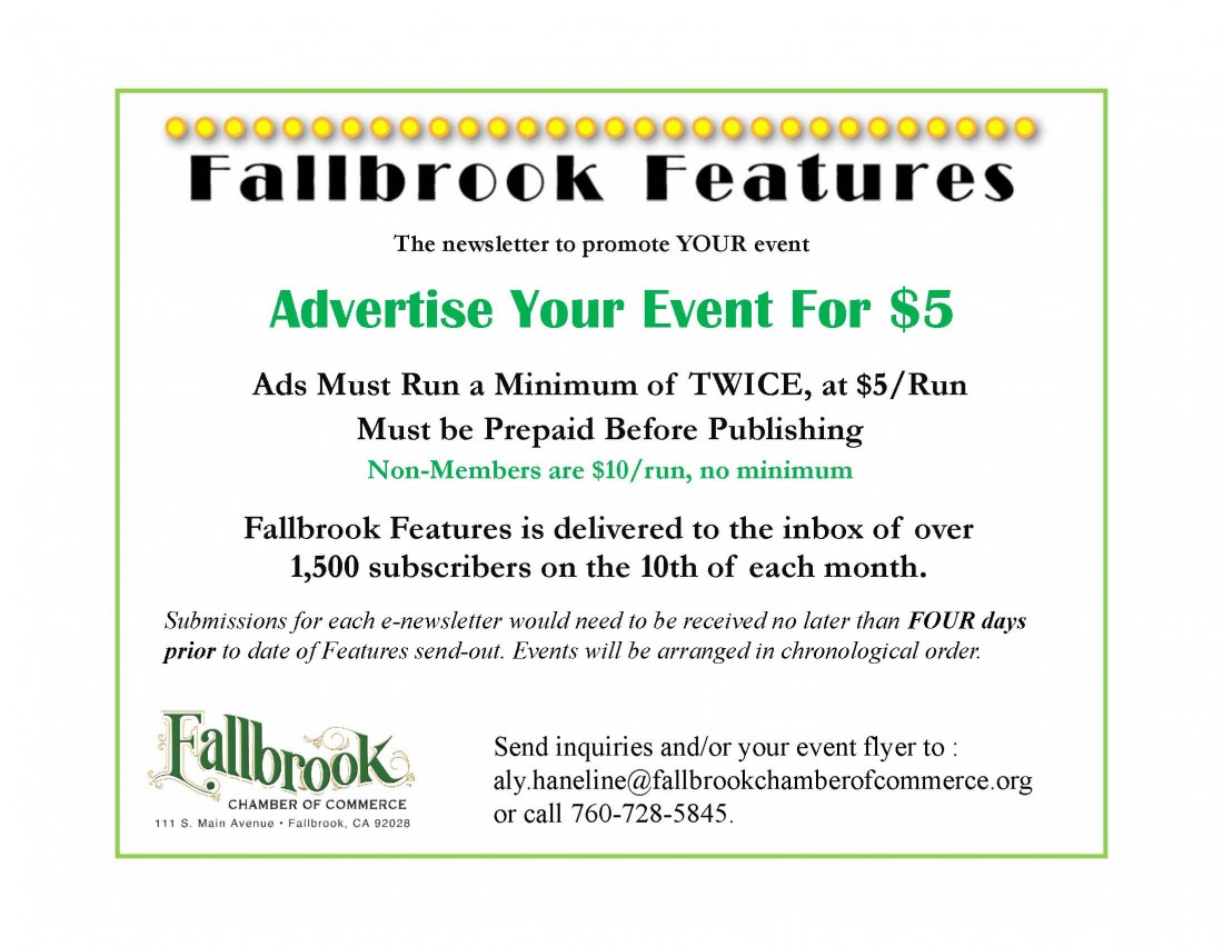 Advertising - Fallbrook Chamber of Commerce - ~FFeatures_announcement